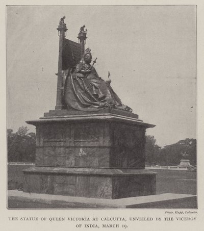 Het standbeeld van koningin Victoria in Calcutta, onthuld door de onderkoning van India, 19 maart door English Photographer