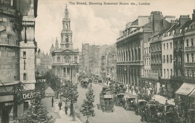 De Strand, met Somerset House en St Clement Danes, Londen door English Photographer