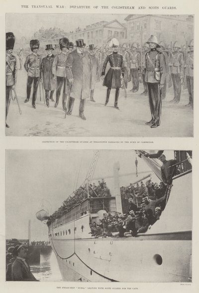De Transvaal Oorlog, vertrek van de Coldstream en Scots Guards door English Photographer