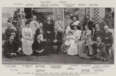 De onderkoning van India, Lord en Lady Curzon en het onderkoninklijk personeel door English Photographer