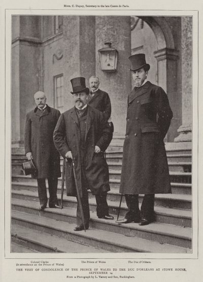 Het condoleancebezoek van de Prins van Wales aan de hertog van Orleans in Stowe House, 14 september door English Photographer