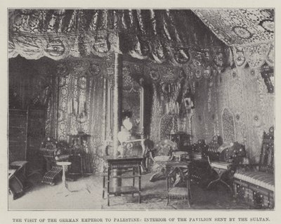 Het bezoek van de Duitse keizer aan Palestina, interieur van het paviljoen gestuurd door de sultan door English Photographer