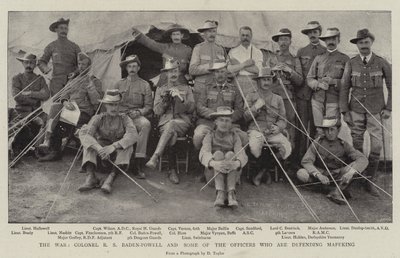 De oorlog, kolonel R.S. Baden-Powell en enkele officieren die Mafeking verdedigen door English Photographer