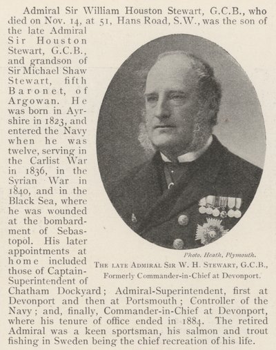 De overleden Admiraal Sir W H Stewart, GCB, voormalig Bevelhebber in Devonport door English Photographer
