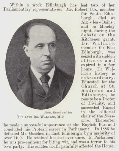 De wijlen Dr Wallace, MP door English Photographer