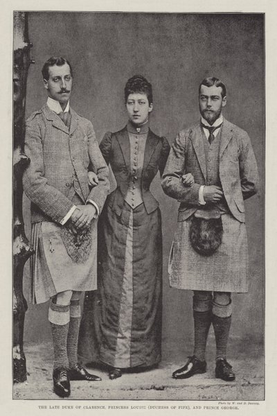De overleden Hertog van Clarence, Prinses Louise (Hertogin van Fife), en Prins George door English Photographer