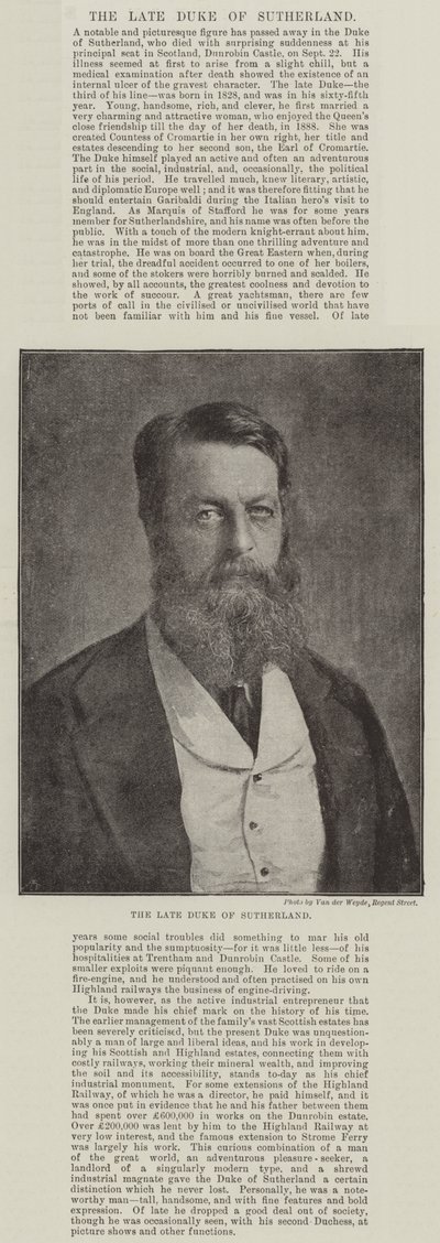 De overleden Hertog van Sutherland door English Photographer