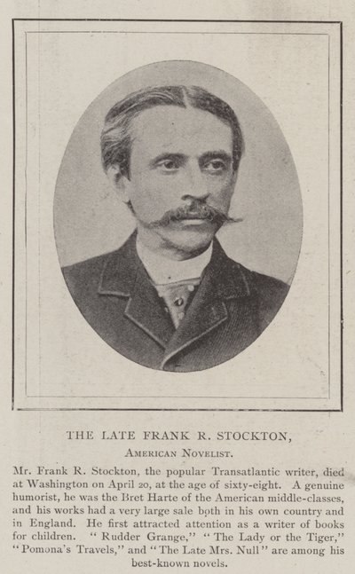 De overleden Frank R Stockton, Amerikaanse romanschrijver door English Photographer