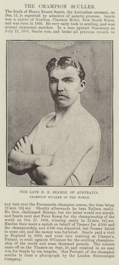 De wijlen H E Searle, van Australië, wereldkampioen roeien door English Photographer