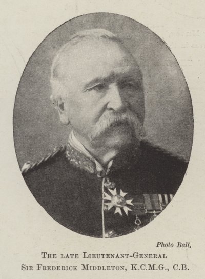 De overleden luitenant-generaal Sir Frederick Middleton, KCMG, CB door English Photographer