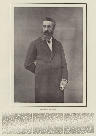 De overleden Lord Lytton, GCB door English Photographer