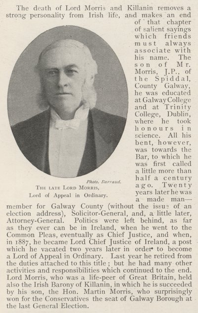 De overleden Lord Morris, Lord of Appeal in Ordinary door English Photographer