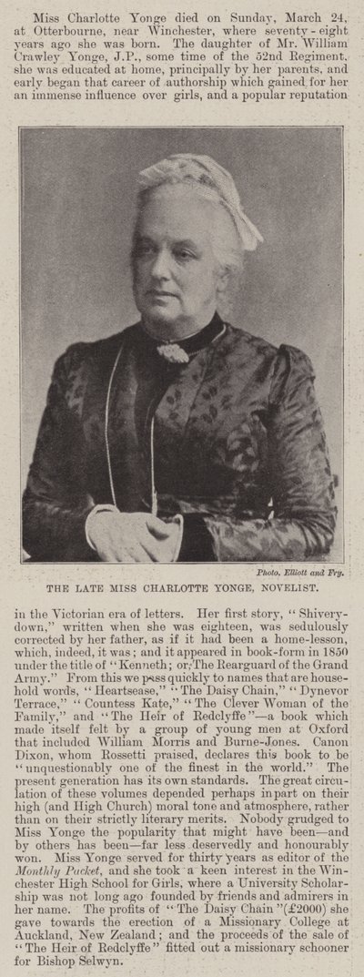 Wijlen Juffrouw Charlotte Yonge, Romanschrijfster door English Photographer