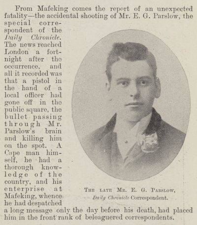 De overleden Mr. E G Parslow, Daily Chronicle Correspondent door English Photographer