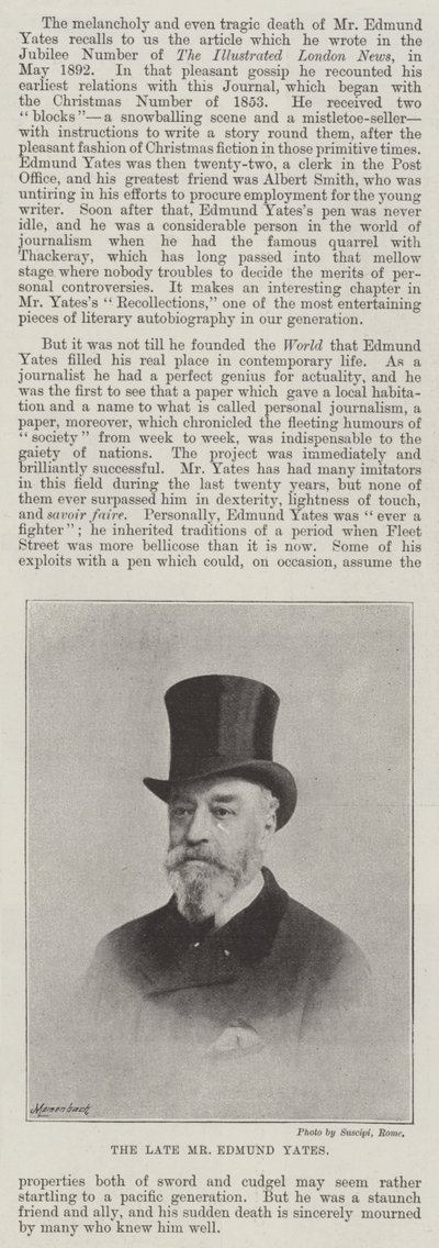 De overleden Mr Edmund Yates door English Photographer