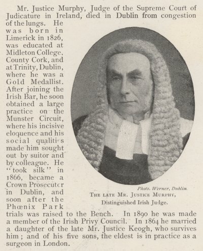 De overleden Mr Justice Murphy, Onderscheiden Ierse Rechter door English Photographer