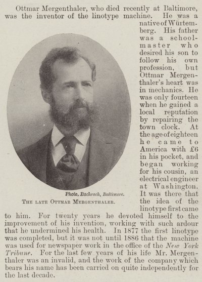 Wijlen Ottmar Mergenthaler door English Photographer