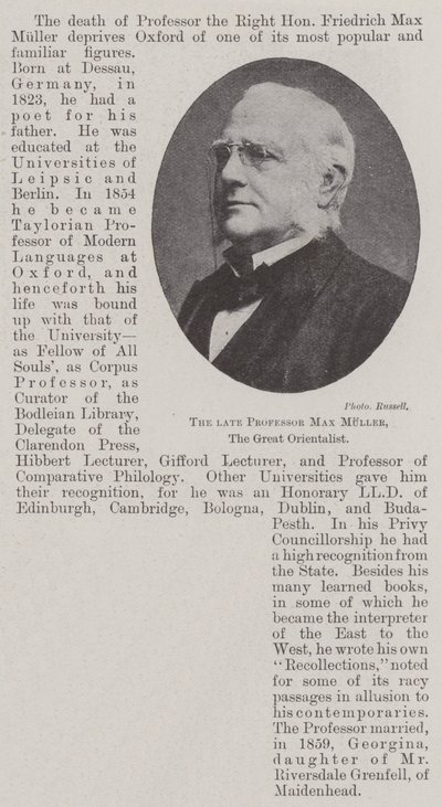 De overleden professor Max Muller, de grote oriëntalist door English Photographer