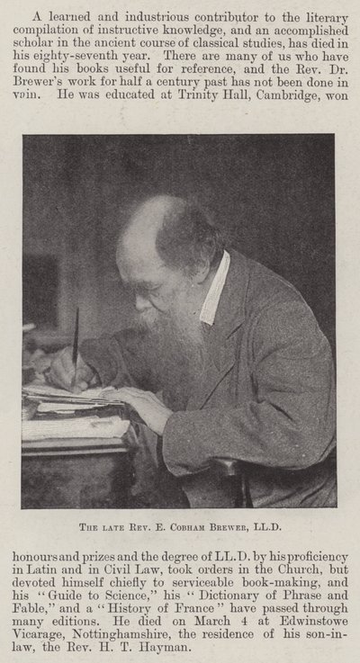 De overleden dominee E Cobham Brewer, LLD door English Photographer