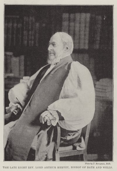 De overleden Zeer Eerwaarde Lord Arthur Hervey, Bisschop van Bath en Wells door English Photographer