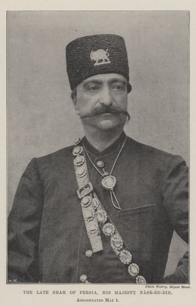 De overleden sjah van Perzië, Zijne Majesteit Nasr-ed-Din, vermoord op 1 mei door English Photographer