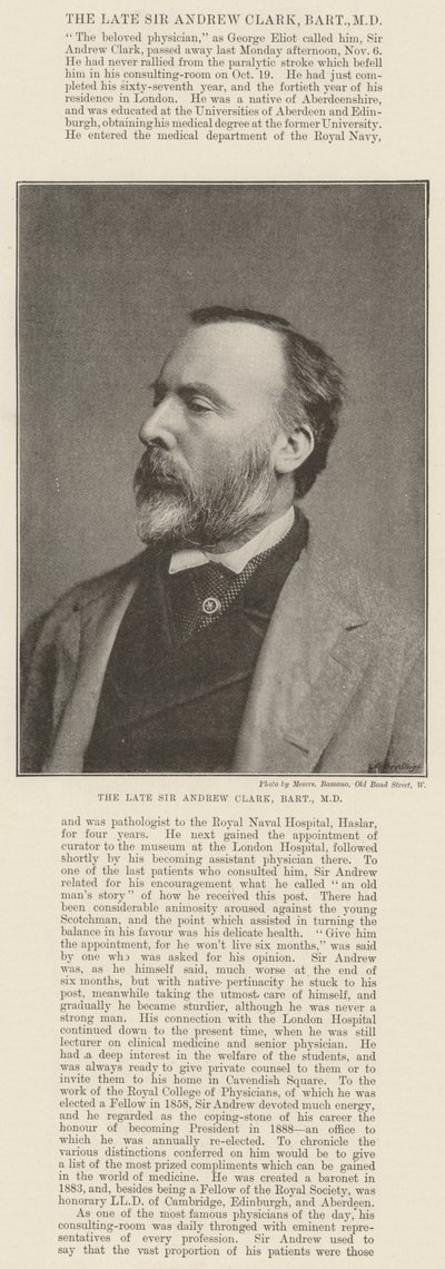 Wijlen Sir Andrew Clark, Baronet, MD door English Photographer