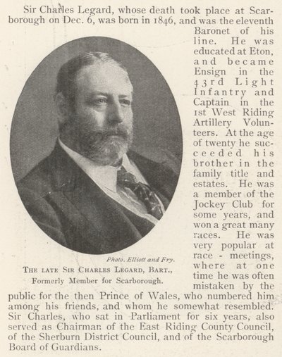 De overleden Sir Charles Legard, baronet, voormalig lid voor Scarborough door English Photographer