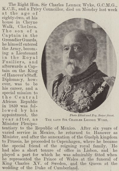 De overleden Sir Charles Lennox Wyke door English Photographer