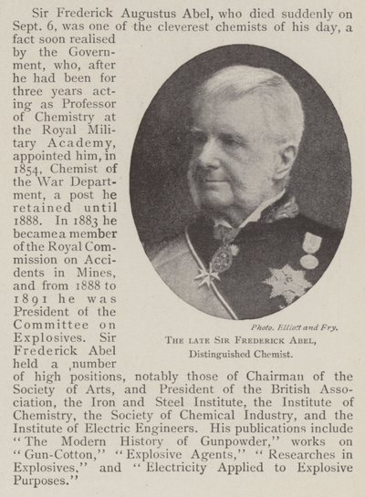 De overleden Sir Frederick Abel, vooraanstaand chemicus door English Photographer