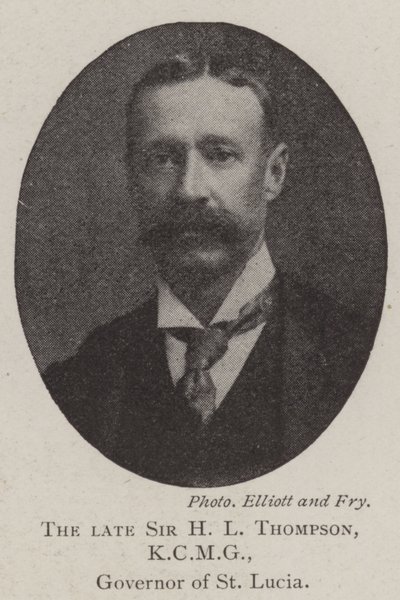 De overleden Sir H L Thompson, KCMG, gouverneur van St Lucia door English Photographer