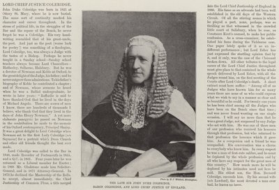De overleden Sir John Duke Coleridge, Baron Coleridge, en Lord Chief Justice van Engeland door English Photographer