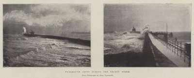 Tynemouth Pier tijdens de Recente Storm door English Photographer