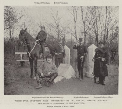 Waar vier landen samenkomen, vertegenwoordigers van Duitsland, België, Nederland en neutraal gebied aan de grens door English Photographer