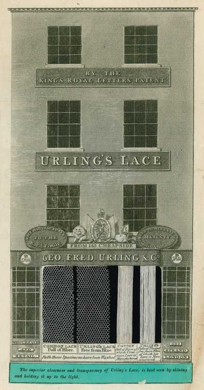 392 Strand, Londen; Geo. Fred. Urling & Co, Kantmakers door English School