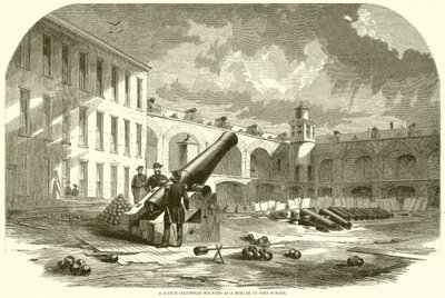 Een 10-inch Columbiad gemonteerd als een mortier bij Fort Sumter door English School