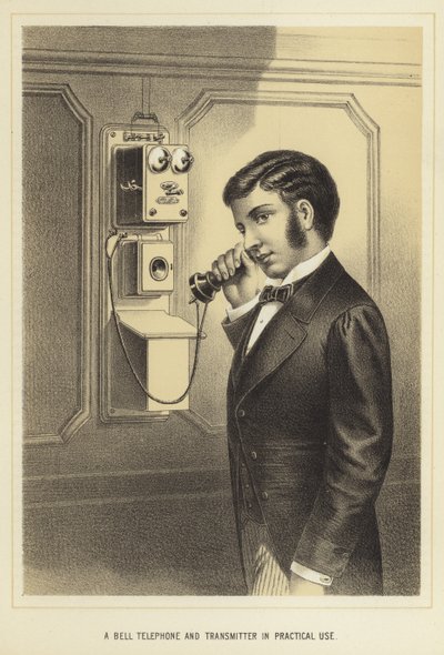 Een Bell-telefoon en zender in praktisch gebruik door English School