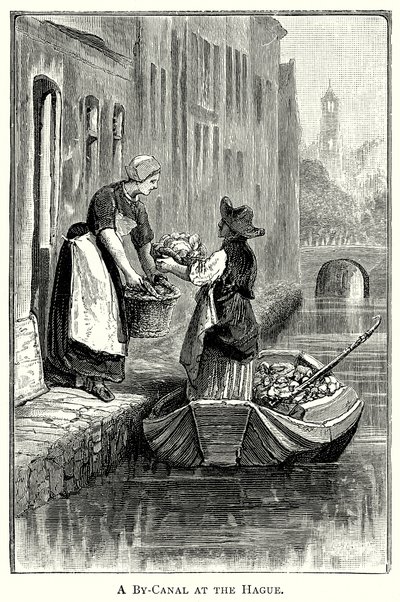 Een doorvaart bij Den Haag (gravure) door English School