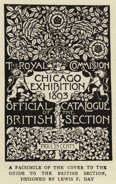 Een facsimile van de omslag van de gids naar de Britse sectie (gravure) door English School