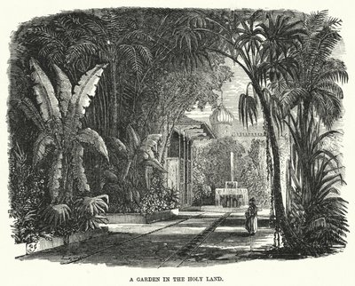 Een tuin in het Heilige Land (gravure) door English School