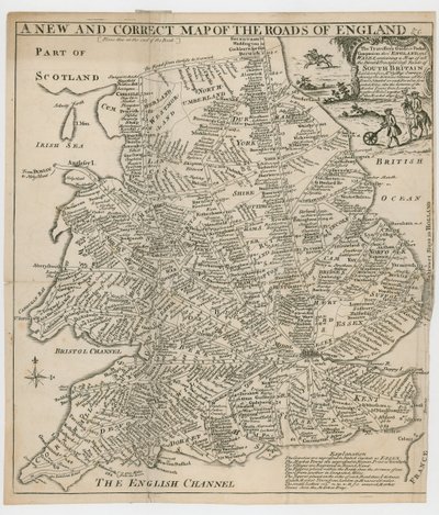 Een nieuwe en correcte kaart van de wegen van Engeland door English School
