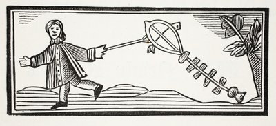 Een Papieren Vlieger die de hoge lucht in gaat, illustratie uit Chap-books van de Achttiende Eeuw door John Ashton, uitgegeven 1882 door English School