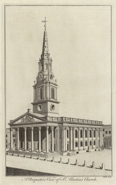 Een perspectief van St Martins Church, Londen door English School