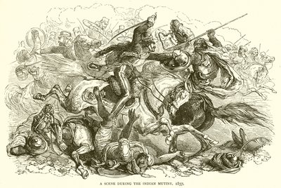 Een scène tijdens de Indiase opstand, 1857 door English School