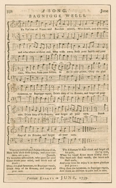 Een lied: Bagnigge Wells, Londen; muziek door English School
