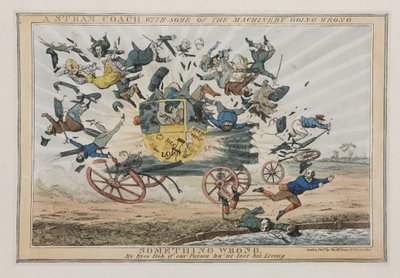 Een Stoomkoets met Enkele Defecte Machines, ca. 1825 door English School