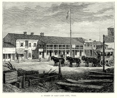 Een straat in Salt Lake City, Utah (gravure) door English School