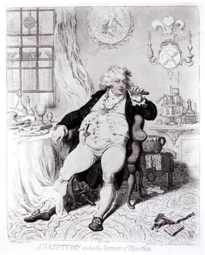 Een voluptueuze onder de verschrikkingen van de spijsvertering, gepubliceerd in 1792 door English School