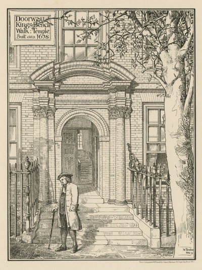 Een deur op Kings Bench Walk in de Temple door English School