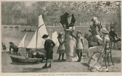 Een mooie herfstdag bij de Serpentine, Hyde Park, Londen door English School