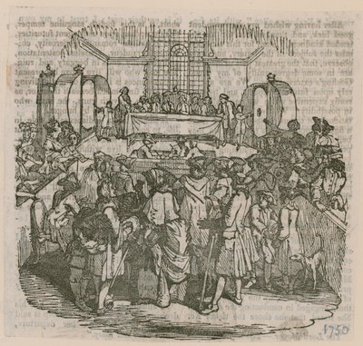 Een loterij; gedateerd 1750 door English School